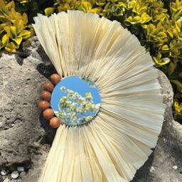 Raffia Decorative Mirror I Irregular Sunburst Fan Shape Handmade Round Circle Decorativemirror - thumbnail 2