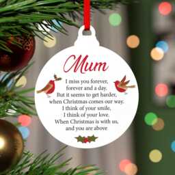 Robin Christmas Memorial Decoration - Personalised Remembrance Ornament Remembering A Loved One Dad Mom Husband With Red Bag - thumbnail 2