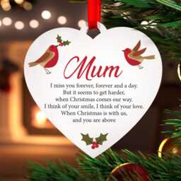 Robin Christmas Memorial Decoration - Personalised Remembrance Ornament Remembering A Loved One Dad Mom Husband With Red Bag - thumbnail 3
