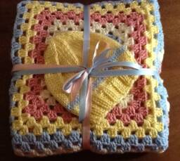 Crochet Baby Blanket & Knitted Hat - thumbnail 1