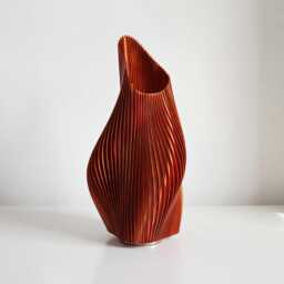 Amber Orange Sculptural Table Lamp Wave Statement Desk Light, 46cm - thumbnail 3