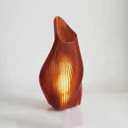 Amber Orange Sculptural Table Lamp Wave Statement Desk Light, 46cm - thumbnail 2