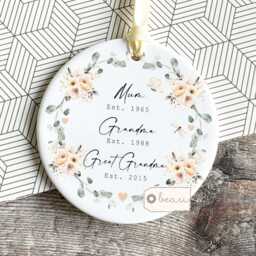 Personalised Mum, Grandma, Great Grandma Gift Nanna Nanny Gran Granny Peach Floral Ceramic Small Vase Jug Mug Birthday Mother's Day - thumbnail 3
