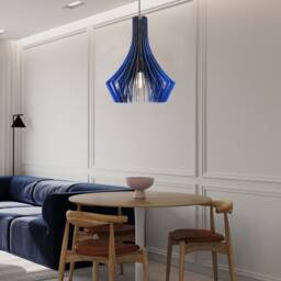 Modern Pendant Light, Chandelier Lighting Wood Hanging Dining Lamp Ceiling Light Fixture Geometric Shade Minimal Blue Dining - thumbnail 2