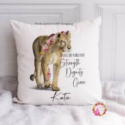 Lion Cushion, Pillow, Lioness Cushion, Gift, Lioness, Gift, Self Care Gift For Mum, Her, Motivational Gift - thumbnail 2