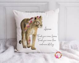 Lion Cushion, Pillow, Lioness Cushion, Gift, Lioness, Gift, Self Care Gift For Mum, Her, Motivational Gift - thumbnail 1
