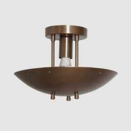 Mid Century Antique Brass Finish Flush Mount Ceiling Light Stilnovo Style Bedroom Fixture - thumbnail 2