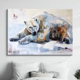 Bear Abstract Pastel Oil Painting Framed Print & Canvas Large Luxury Wild Animal Wall Art Poster Home Decor Interior Lover Gift
