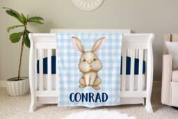Rabbit Personalized Baby Blanket, Gift, Bunny Easter Shower Gift Birthday Animal