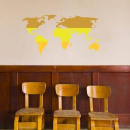 Tri-Color World Map Wall Decal - Custom Vinyl Art Stickers - thumbnail 3