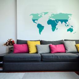 Tri-Color World Map Wall Decal - Custom Vinyl Art Stickers - thumbnail 2
