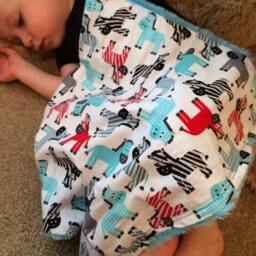 "Cute Cotton Zebra Mini Baby Blanket Turquoise Minky ""Tiki Kai" - thumbnail 2