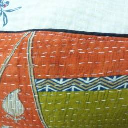 Floral Kantha Bean Bag Chair Handmade Cotton Ottoman Pouf - thumbnail 4
