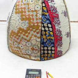 Floral Kantha Bean Bag Chair Handmade Cotton Ottoman Pouf - thumbnail 3