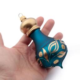 Large Blown Glass Gold Purple Pendant Christmas Tree Ornament - thumbnail 2