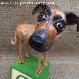Custom Dog Sculpture Folk Art Pet Portrait On Wood Block