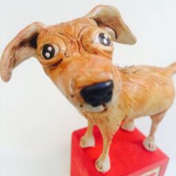 Custom Dog Sculpture Folk Art Pet Portrait On Wood Block - thumbnail 2