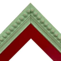 Crown Pea Green Photo Frame With Red Mount, Wooden Bobbin Distressed - thumbnail 2
