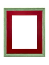 Crown Pea Green Photo Frame With Red Mount, Wooden Bobbin Distressed - thumbnail 1