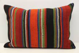 Turkish Kilim Pillow Cover 16x24, Novelty Lumbar Cushion