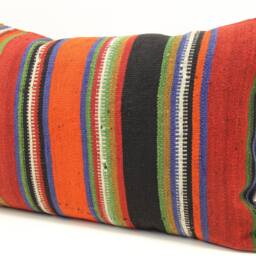 Turkish Kilim Pillow Cover 16x24, Novelty Lumbar Cushion - thumbnail 3