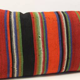 Turkish Kilim Pillow Cover 16x24, Novelty Lumbar Cushion - thumbnail 2