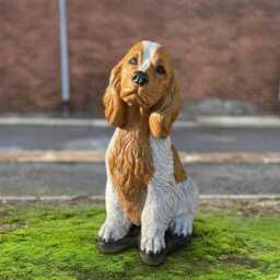 Concrete Cocker Spaniel Sculpture Garden Dog Figure Stone Pet Yard Statue Memorial Ornament Handmade Puppy Decor Lover Gift