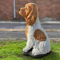 Concrete Cocker Spaniel Sculpture Garden Dog Figure Stone Pet Yard Statue Memorial Ornament Handmade Puppy Decor Lover Gift - thumbnail 3
