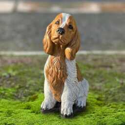 Concrete Cocker Spaniel Sculpture Garden Dog Figure Stone Pet Yard Statue Memorial Ornament Handmade Puppy Decor Lover Gift - thumbnail 4