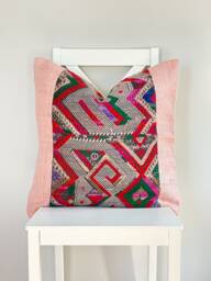 Vintage Embroidered Silk Textile Ethnic Piece Of Tradition Costume Pillow Cover