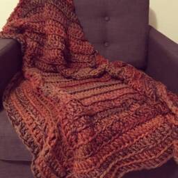 Crochet Blanket in Copper, Rusts, Oranges & Browns - thumbnail 3