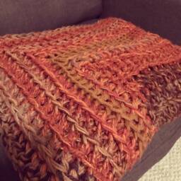 Boho Crochet Throw Blanket - Copper, Cinnamon & Rust Tones Handmade Afghan - thumbnail 4