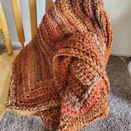 Crochet Blanket in Copper, Rusts, Oranges & Browns - thumbnail 2