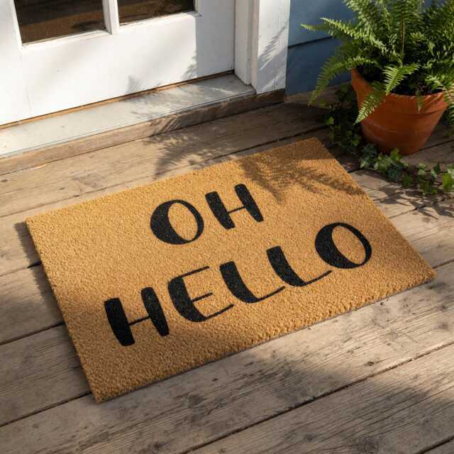 Oh Hello Doormat, Funny Welcome Mat, Housewarming Gift, New Home Present, Front Porch Decor, Coir Door Doormats - image 1