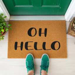 Oh Hello Doormat, Funny Welcome Mat, Housewarming Gift, New Home Present, Front Porch Decor, Coir Door Doormats - thumbnail 4