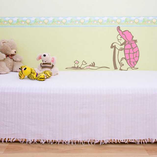 Kids Wall Decal Tortoise, Hand Drawn Sticker, Vinyl Wall Tortoise Children's Room Sticker - image 1