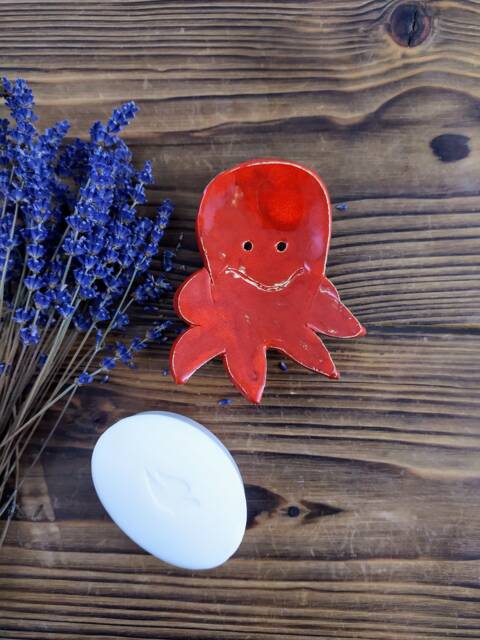 Handmade Ceramic Octopus Soap Dish, Bathroom Decor - image 1