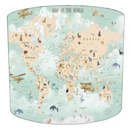 Atlas World Maps Drum Lampshade For Ceiling Light Shades Pendants Or Bedside, Table Lamp Bases - thumbnail 2