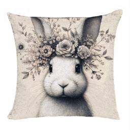 Custom Bunny Sequin Pillow - Personalized Rabbit Art Magic Cushion Cover Kids Gift - thumbnail 3