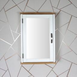 White Painted Wall Mounted Mirrored Bathroom Cabinet - Overhead Unit With Shelf 351P - thumbnail 1