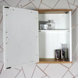 White Painted Wall Mounted Mirrored Bathroom Cabinet - Overhead Unit With Shelf 351P - thumbnail 2