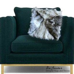 Plush Gray Wolf Faux Fur Pillow Sham - Designer Throw Cover