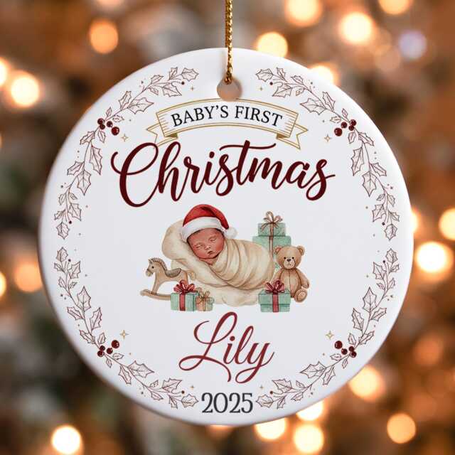 Baby's First Christmas Ornament, Personalised Name Bauble, Baby Gift 2025 - image 1