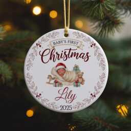 Baby's First Christmas Ornament, Personalised Name Bauble, Baby Gift 2025 - thumbnail 4