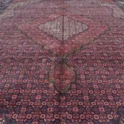 10x13 Large Afghan Floral Medallion Rug, Hand Knotted Wool Dark Rug, Geometric Oriental Rug For Living Room, Bedroom One Of A Kind Rug - thumbnail 2