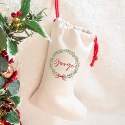 Personalised Kids Xmas Stocking, Family Names Christmas Decorations, Children Name Stocking From Santa, Traditional - thumbnail 3
