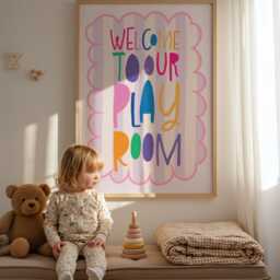 Welcome To Our Playroom Print, Pink Playroom Sign, Rainbow, Sister Wall Art, Girls Decor - thumbnail 2