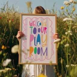 Welcome To Our Playroom Print, Pink Playroom Sign, Rainbow, Sister Wall Art, Girls Decor - thumbnail 3