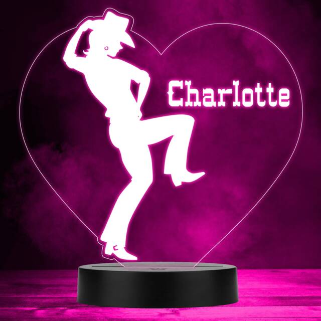 Heart Cowgirl Dancing Colour Changing Personalised Gift Led Lamp Night Light - Bedroom - image 1