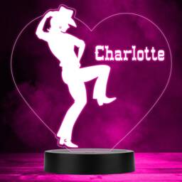 Heart Cowgirl Dancing Colour Changing Personalised Gift Led Lamp Night Light - Bedroom